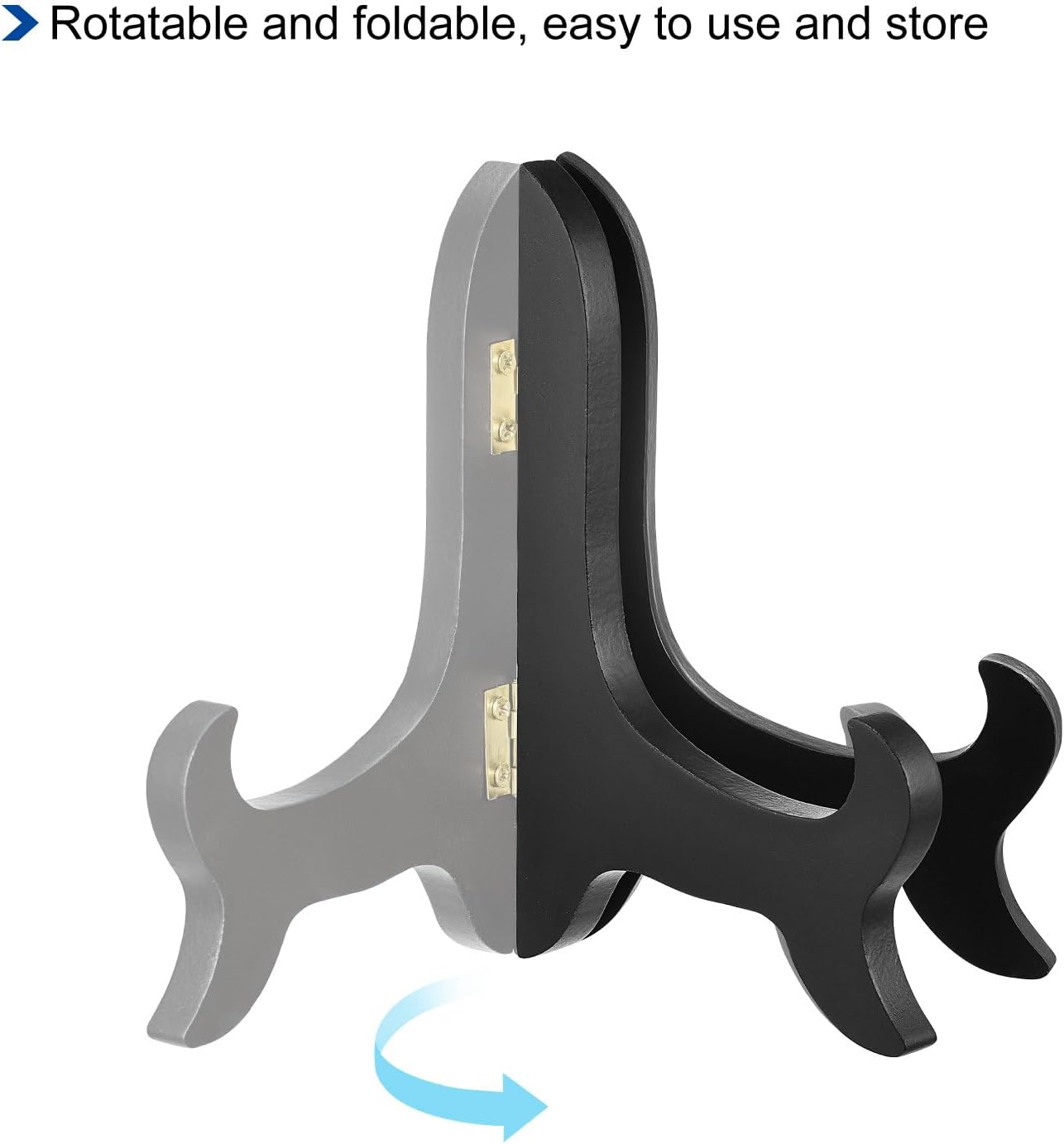 uxcell 5" Easel Plate Holder, Wooden Folding Display Stand Black for Decorative Picture Frame