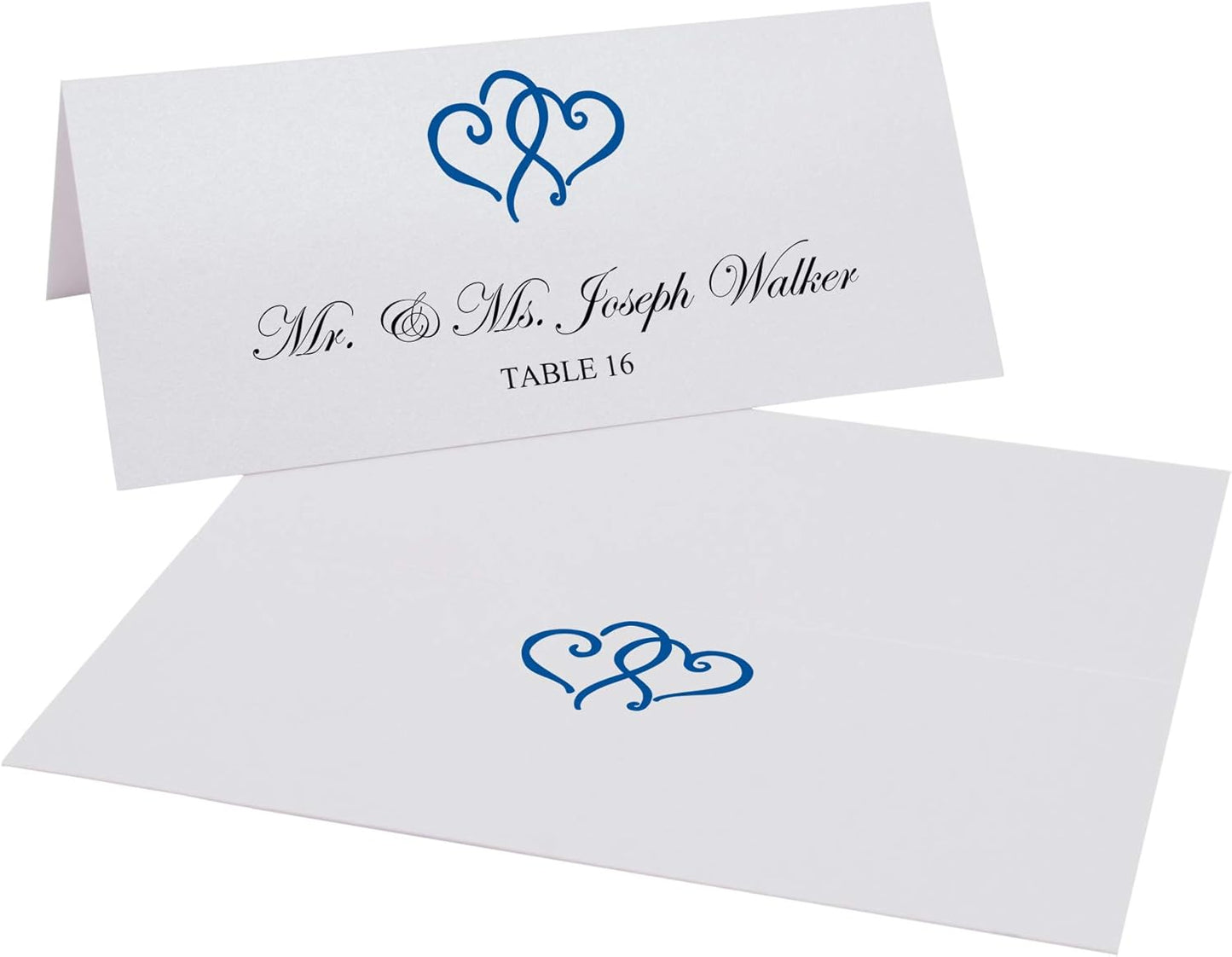 Linked Hearts Printable Place Cards, Royal Blue (Choose Color), Set of 60 (10 Sheets), Laser & Inkjet Printers - Wedding, Party, Dinner, and Special Events - Made in the USA