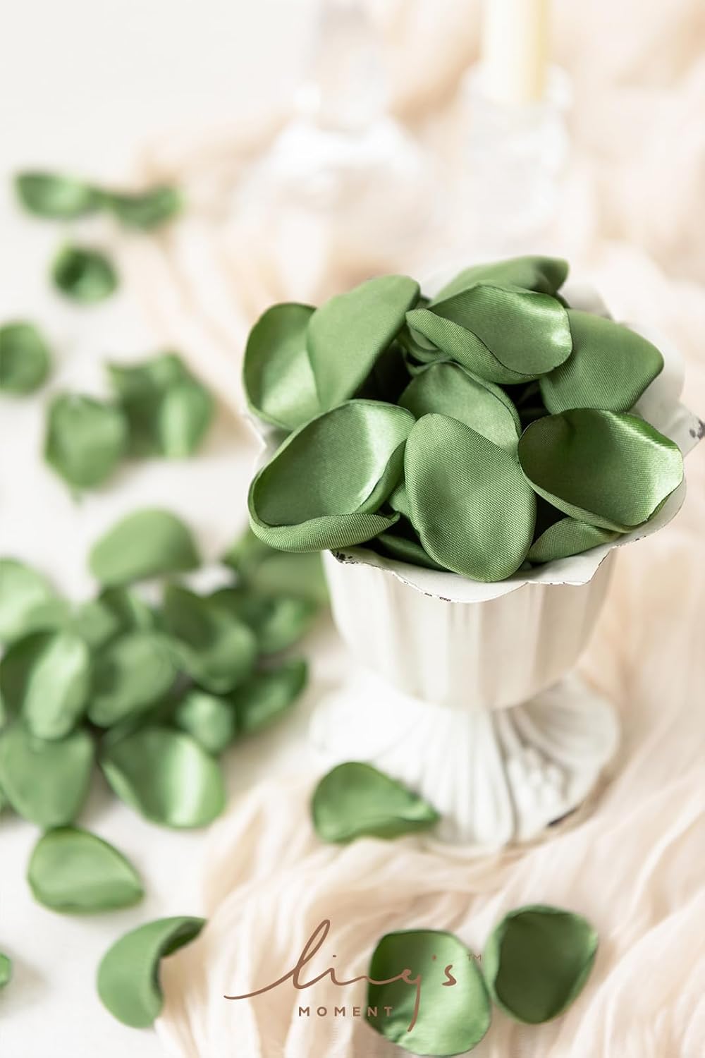 Ling's Moment Rose Petals, Silk Flower Petals for Wedding/Aisle/Flower Girl Baskets/Table Centerpiece Décor,etc.Olive Green 200pcs
