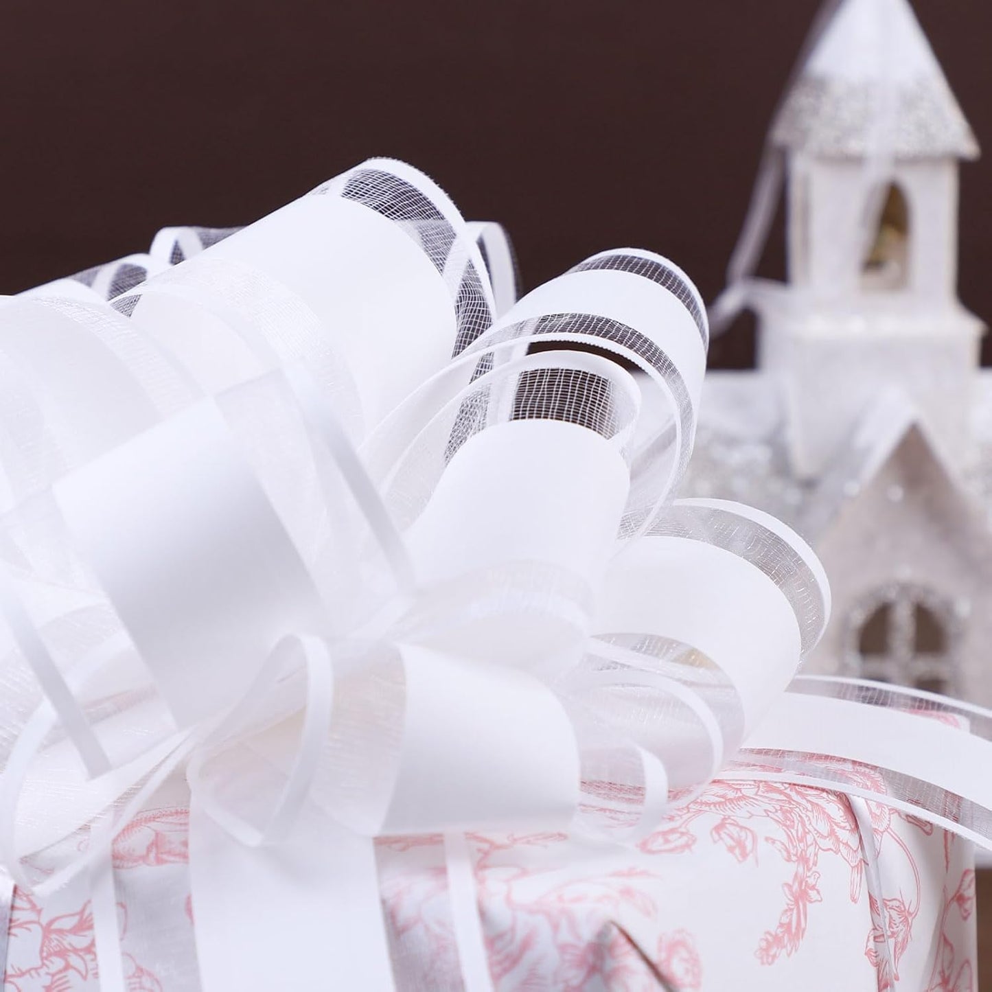 6Pcs 6inch Pull Bow Gift Wrapping,Pull Bow For Gift Basket, Gift Bag Box Wrapping Decor, Valentines Day, Birthday, Anniversary, Wedding, Flower Packaging (White)