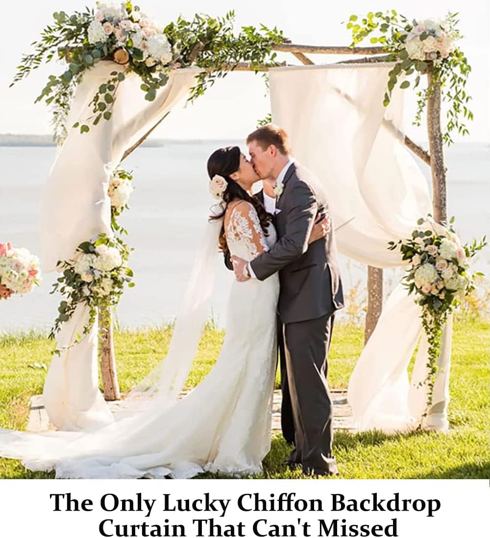 DUOBAO White Chiffon Backdrop Curtain-2 Panels 29"x120" Sheer Weddings Drapes Beach Curtains for Living Room Voile Window Drape Photography Background for Wedding Ceremony