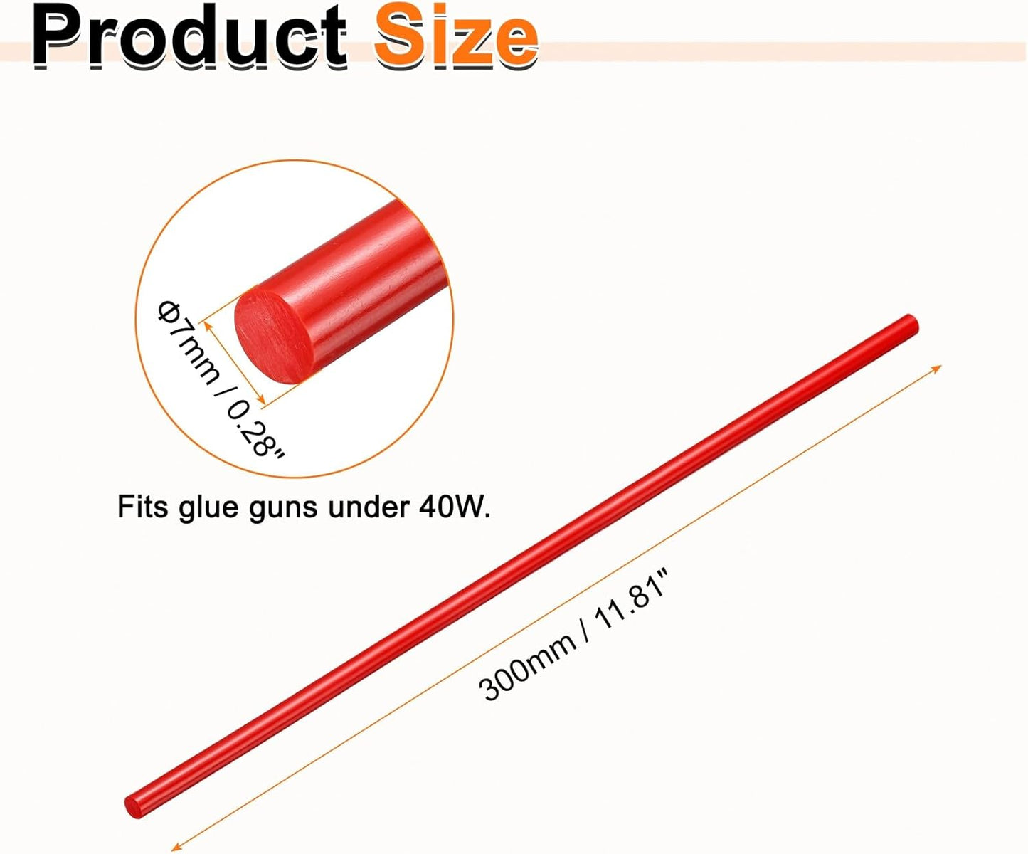 HARFINGTON 10pcs Hot Glue Sticks 0.28" Dia x 11.81" Long EVA Mini Hot Melt Adhesive Glue Stick for Hot Melt Gun Wood Plastic Glass Flowers Fabrics Foam, Red