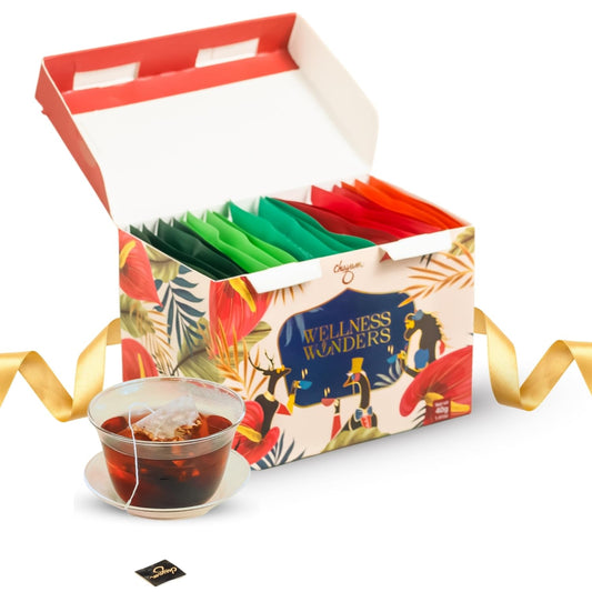 CHAYAM Assorted Tea Bags Variety Pack | 20 Pyramid Tea Bags - 5 Flavours x 4 each | Tea Bag Sampler Assortment | Green Tea, Herbal Tea Gift Box