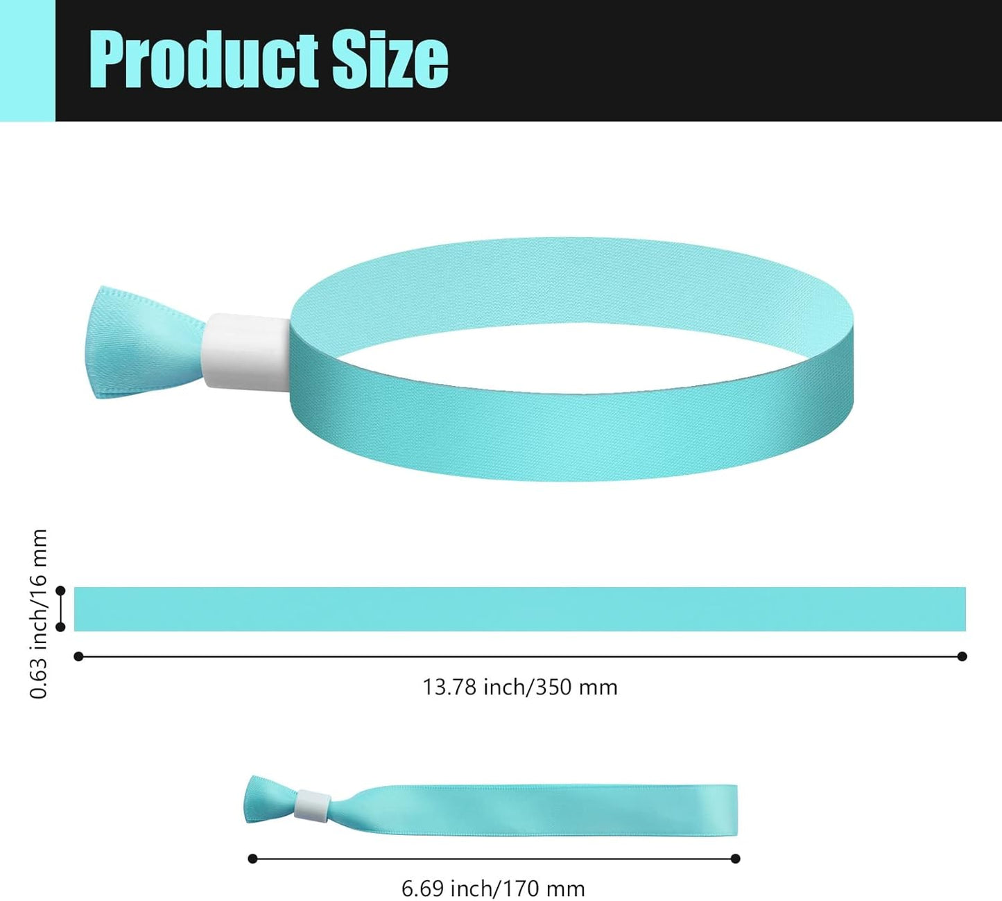 100 Pcs Cloth Event Wristbands, Event Wristbands, Colored Wrist Bands for Events, for Lightweight Concert Wrist Strap for Activities, Party Bracelets for Events (Color : Water Green)