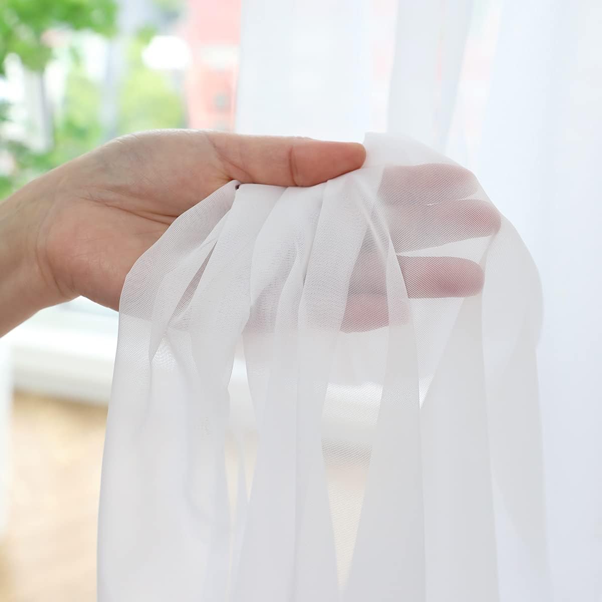 Window White Sheer Curtains 60 Inches Width 108 Inches Long 2 Panels Sheer Curtains Clear Curtains Basic Rod Pocket Panel for Home/Living Room/Bedroom/Kids Room