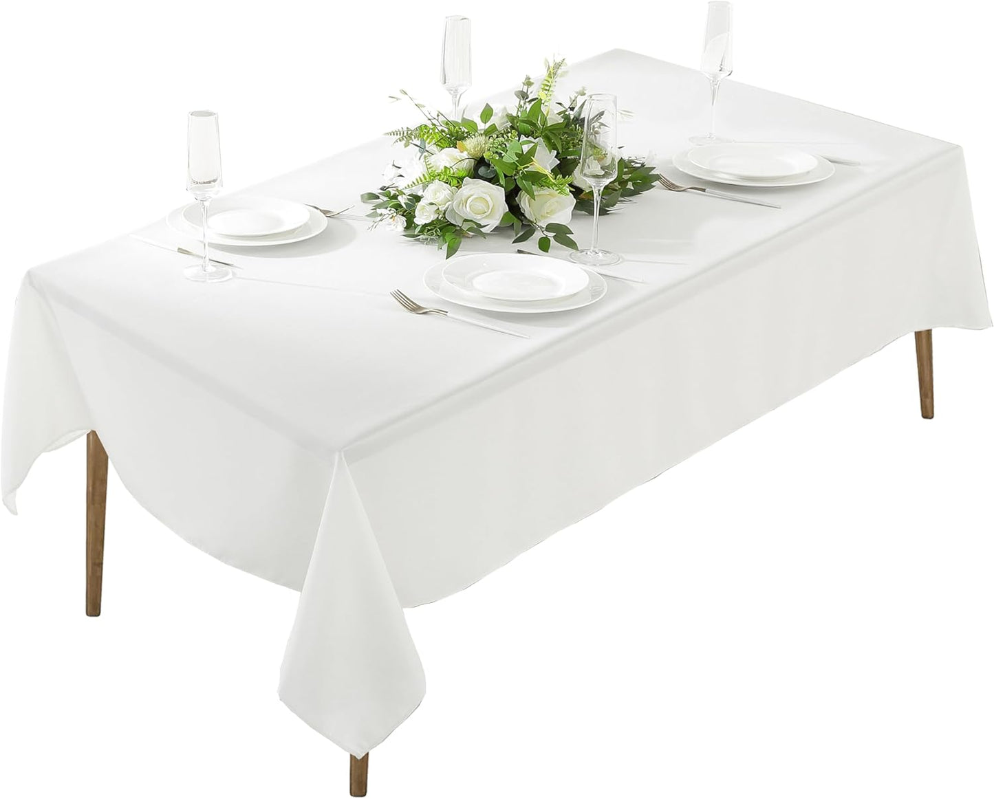 Craft And Party Rectangle Tablecloth, 60 x 102 Inch White Tablecloth, 6ft Rectangle Table Cloth, Polyester Fabric Washable Tablecloth for Home, Party, Wedding or Restaurant Use.
