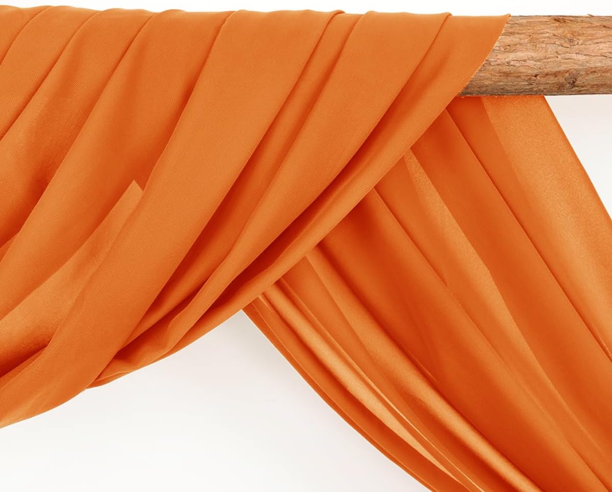 Wedding Arch Draping Fabric 2 Panels 30'' x 18FT Orange Sheer Chiffon Arch Drapery for Photo Booth Bridal Shower Baby Shower Church Decor Newborn Photography Christening Outdoor Party