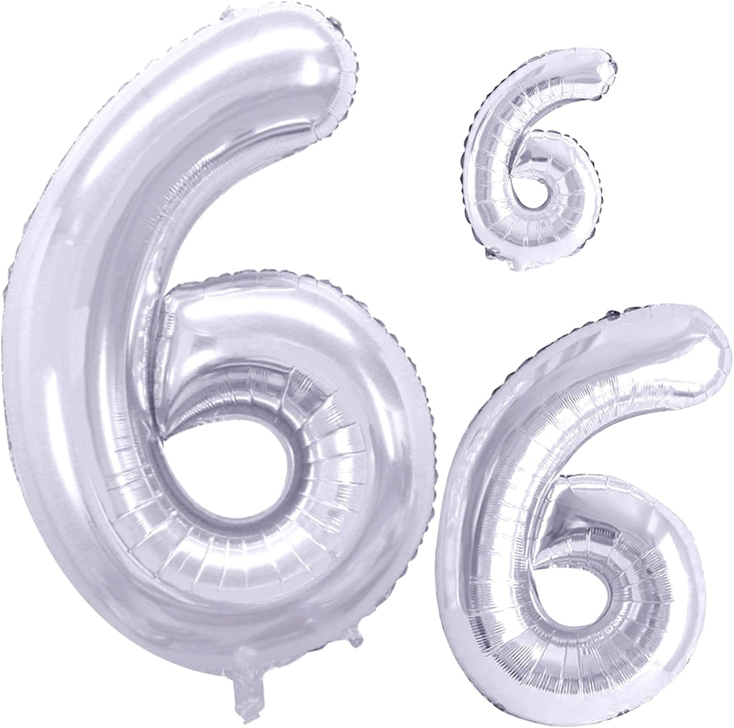 GOER Silver Foil Balloons Number 6,Huge Number Balloons for 6th Birthday Party Supplies Anniversary Decorations(3 pcs,42 inch,32 inc,16inch)