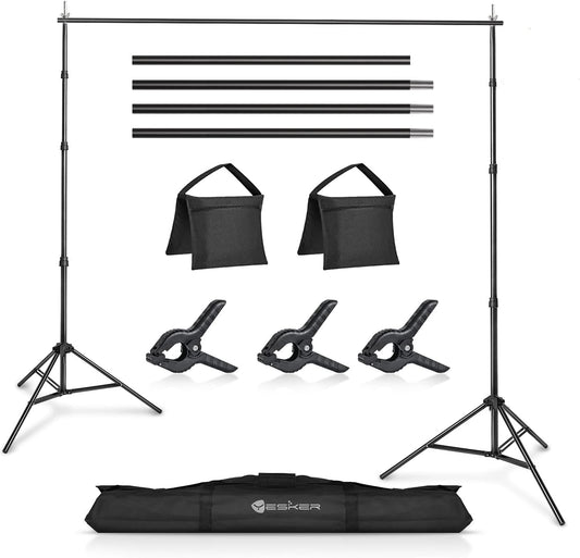 Yesker 10 X 10 ft Photo Video Studio Background Support Stand, Adjustable Heavy Duty Photography Backdrop Support System Kit for Photoshoot Party Video Creator