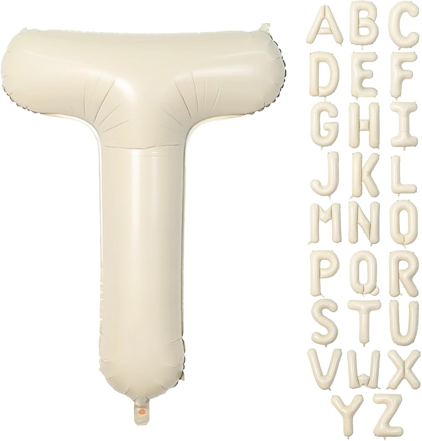 40 Inch Letter Balloons T, Big Custom A-Z Alphabet Foil Name Balloon Cream White, Self Inflating Beige Customize Helium Balloon Letters T for Women Girls Birthday Bride Baby Shower Party Decorations