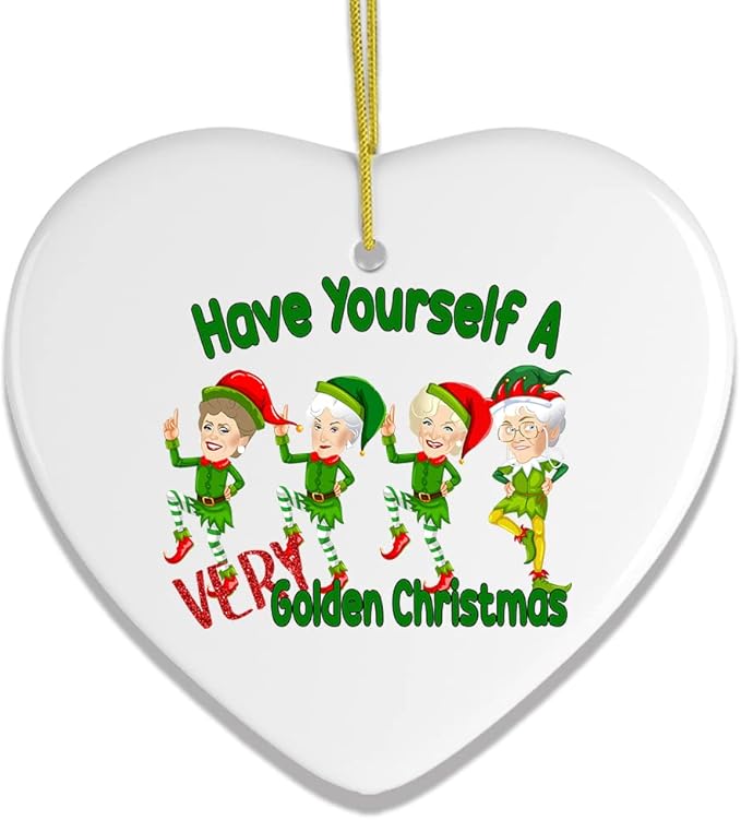 Pop Culture, Movie, and Music Themed Trendy Christmas Ornaments - Have Yourself a Very Golden Christmas Ornament (Heart)