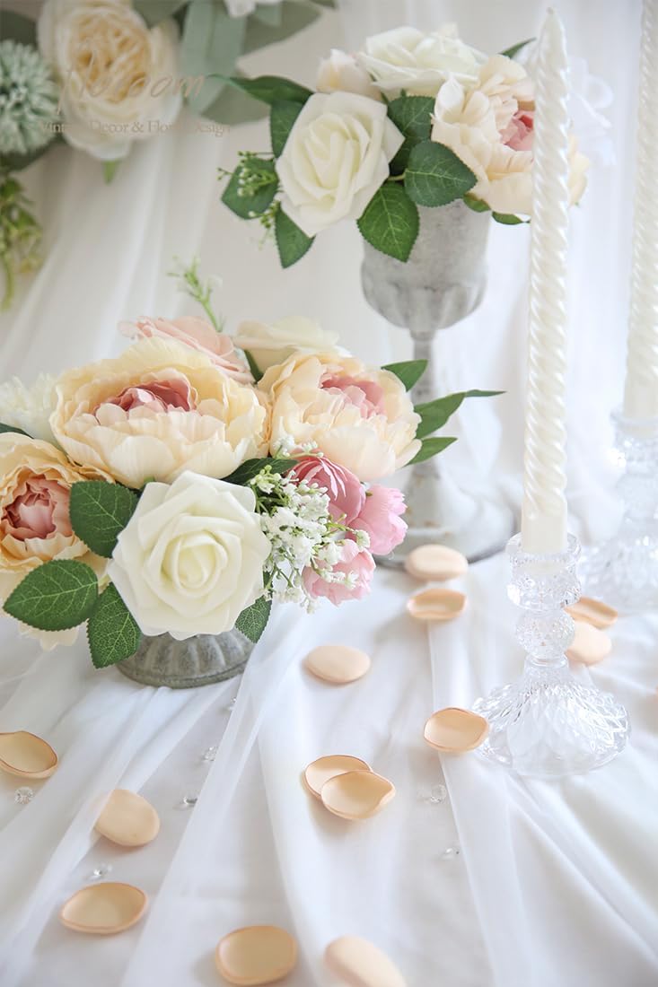 Floroom 300pcs Rose Petals Champagne Gold Faux Silk Flower Petals for Wedding Flower Girl Basket Aisle Scatter Dinner Table Centerpieces Party Confetti Bridal Shower Romantic Night Decoration