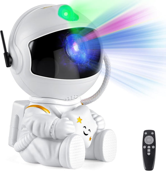 Astronaut Galaxy Projector Night Light – White Astronaut Holding Star, Star Projector Galaxy Lamp for Kids Bedroom, Space Decor & Gift