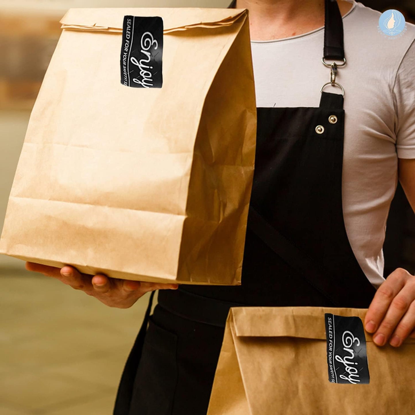 Angel's Peel Lounge Tamper Proof Stickers Roll — Tamper Evident Stickers for Food Safety, Delivery Bags, Drink Lids, Containers, Self Adhesive Seal Tape, Writable Surface - 1x3in 250-COUNTS, Black