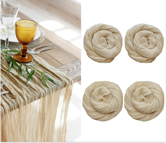 Gauze Table Runner Bulk Cheesecloth Table Runner 141 in Long Sand Set of 4 Boho Wedding Decorations Beige Cheese Cloth Runner Wedding Gauze Fabric Sand