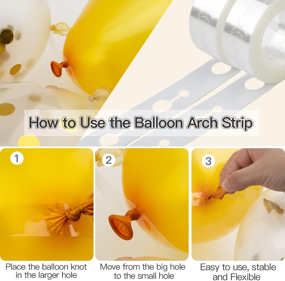 Balloon Arch Kit 20pcs Balloon Flower Clips & 2pcs Balloon Tying Tool & 49.2ft Balloon Tape Strip & 300 Balloon Glue Points For Party Graduation Wedding Birthday Baby Shower