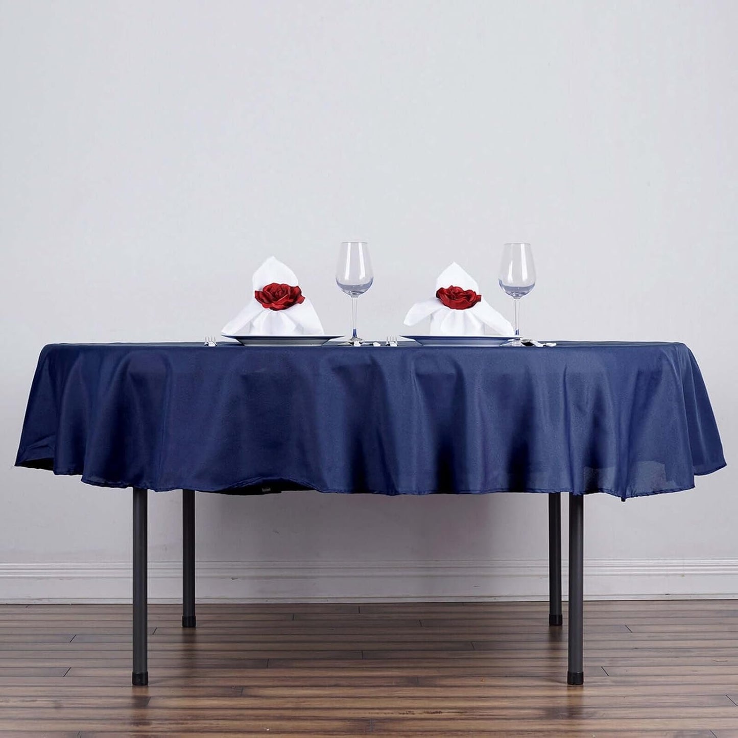 Efavormart Round Tablecloth, 70 Inch Stain & Wrinkle Resistant Washable Table Cloth, Decorative Polyester Fabric Table Cover for Banquet, Wedding, Dining- Navy Blue