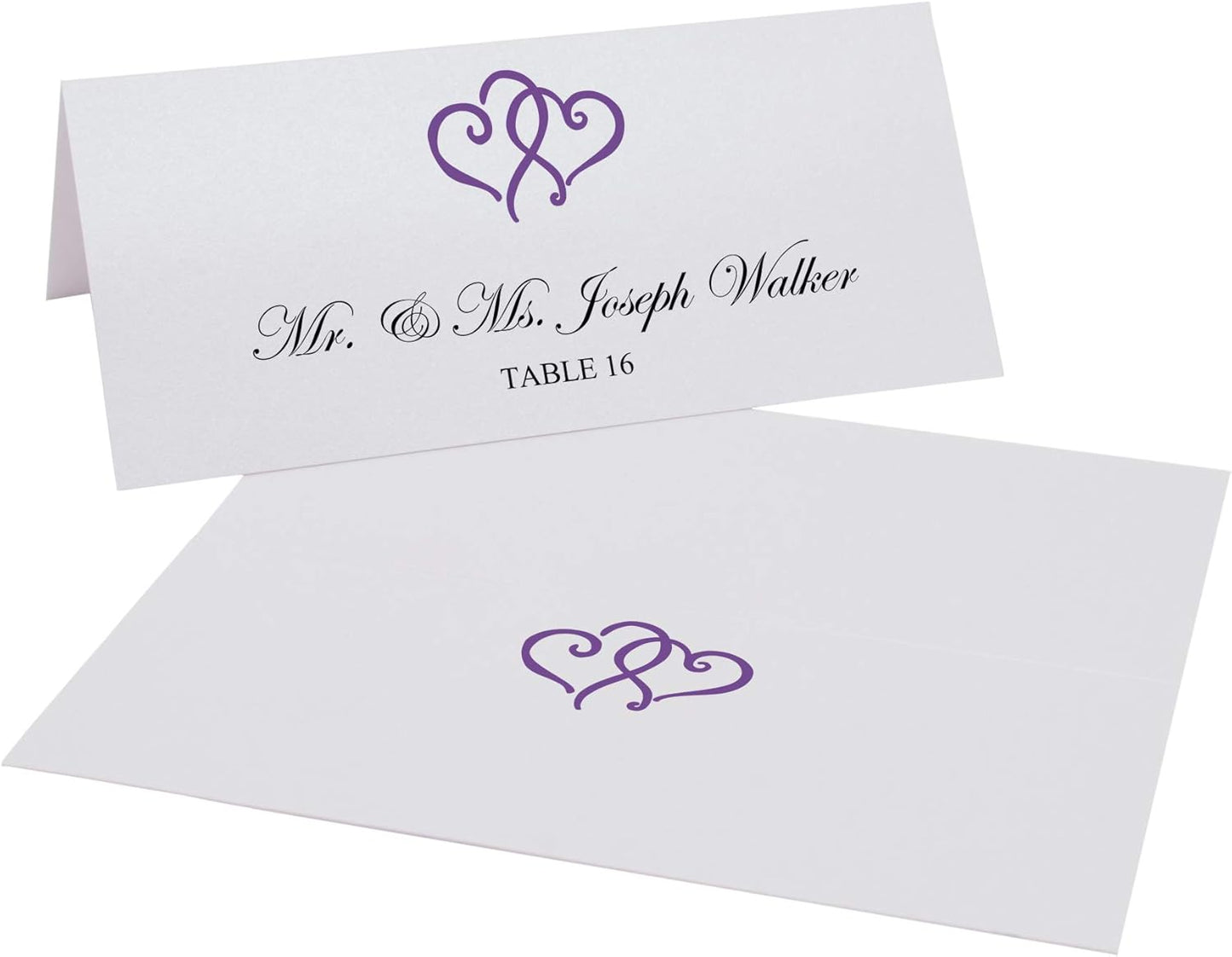 Linked Hearts Printable Place Cards, Purple (Choose Color), Set of 150 (25 Sheets), Laser & Inkjet Printers - Wedding, Party, Dinner, and Special Events - Made in the USA