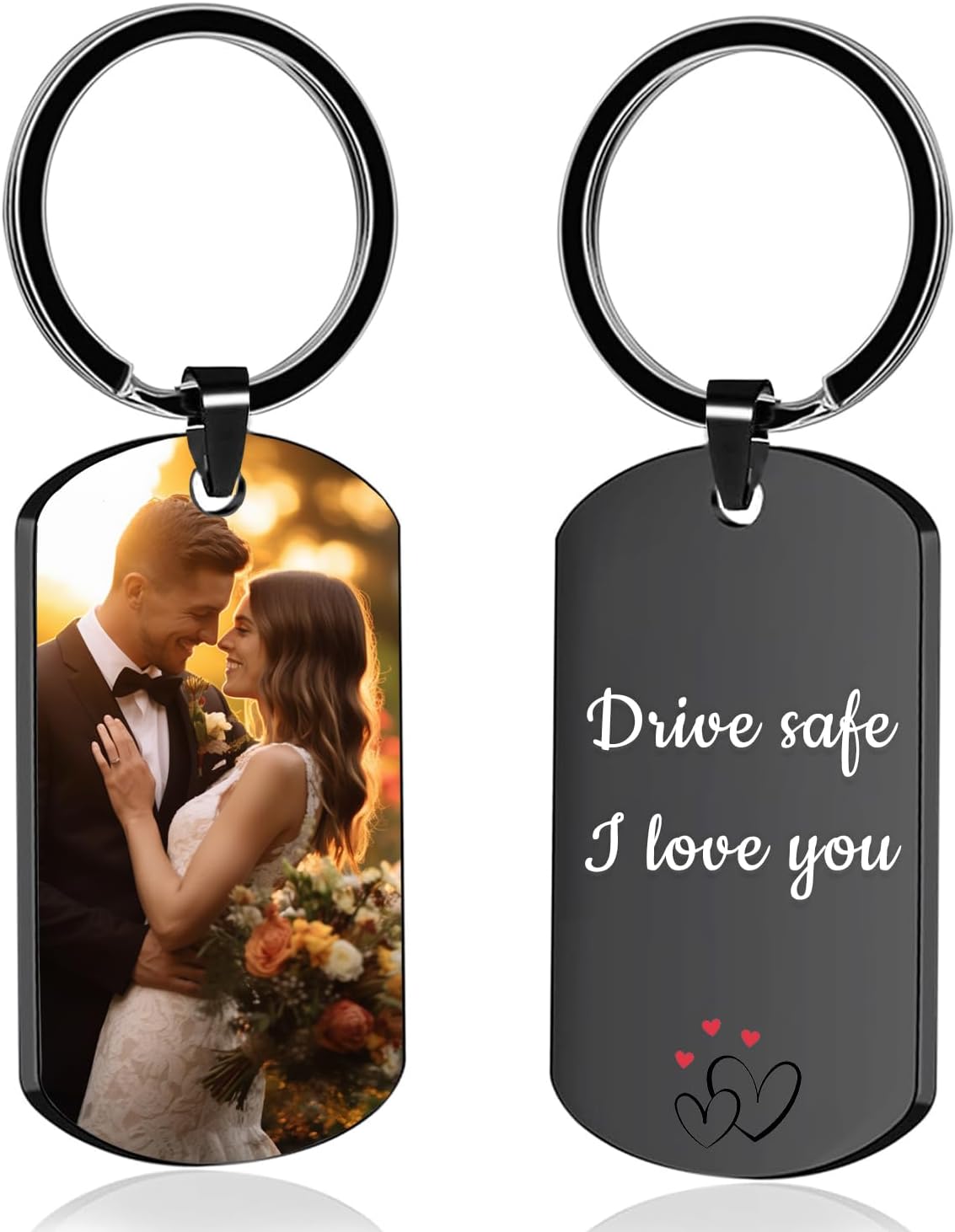 Custom Keychain with Picture, Personalized Keychain with Engraving Photo/Text for Dad, Mom