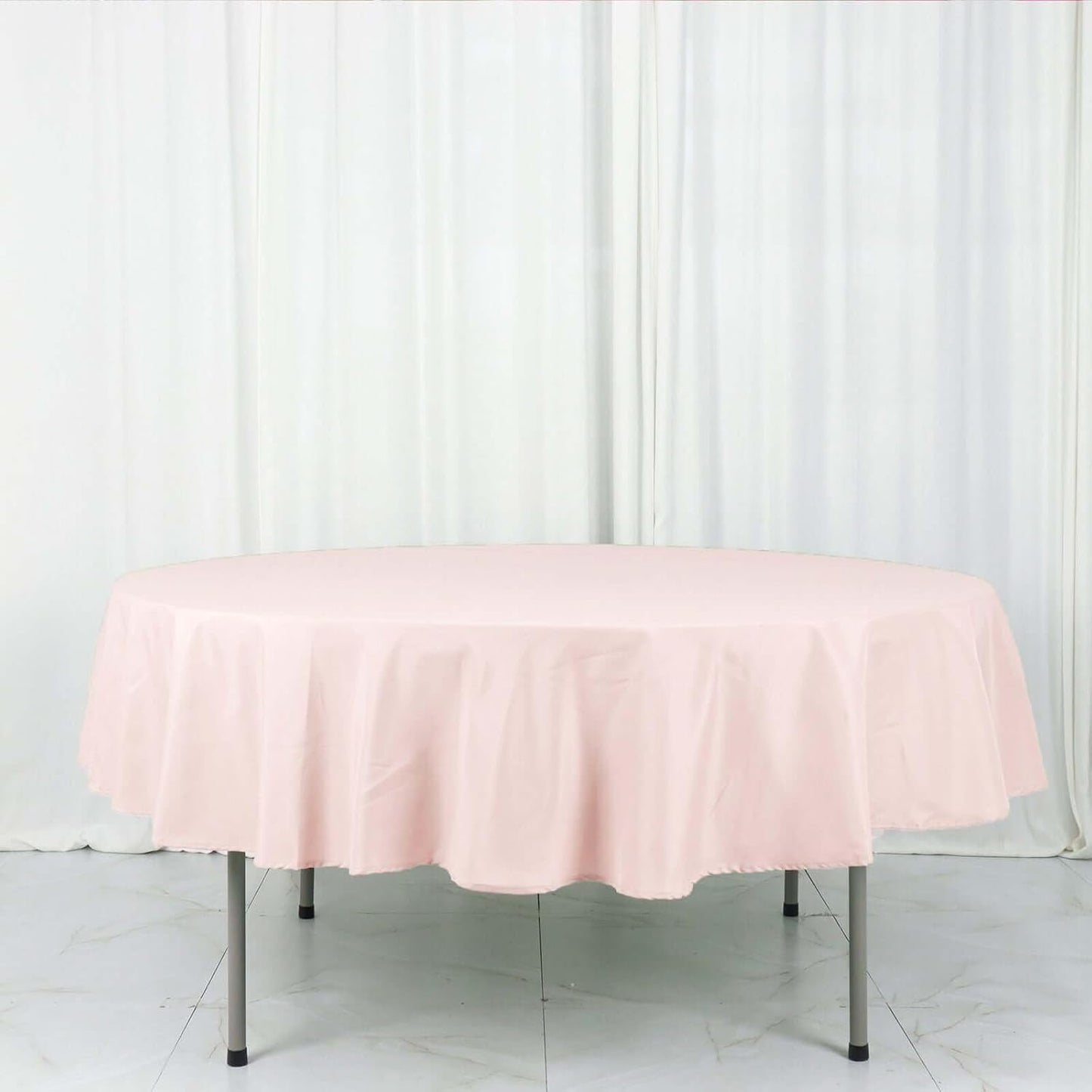 Efavormart Round Tablecloth, 90 Inch Stain & Wrinkle Resistant Washable Table Cloth, Decorative Polyester Fabric Table Cover for Banquet, Wedding, Dining- Blush