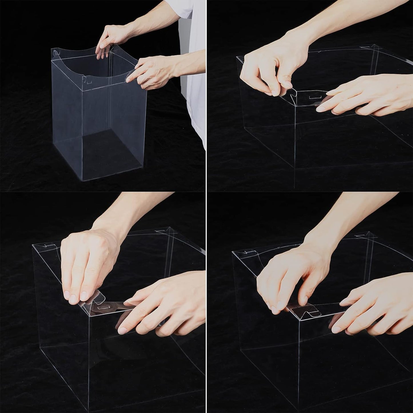 XININSUN clear cake box with ribbon,10inch 12inch cake boxes,transparent tall cake box cake carrier,Square Cardboard Cake Containers clear gift box for Wedding,Birthday,Party(6pcs-green)
