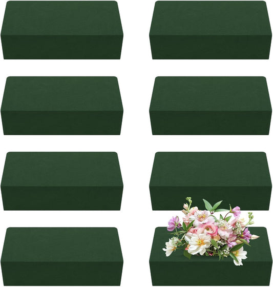 Aktor 8 Pcs Floral Foam Blocks for Fresh & Artificial Flower Arrangement, 8.8” x 4.1” x 2.7” Green Wet Foam for Wedding, Birthdays, Home, Office, and Garden Decorations