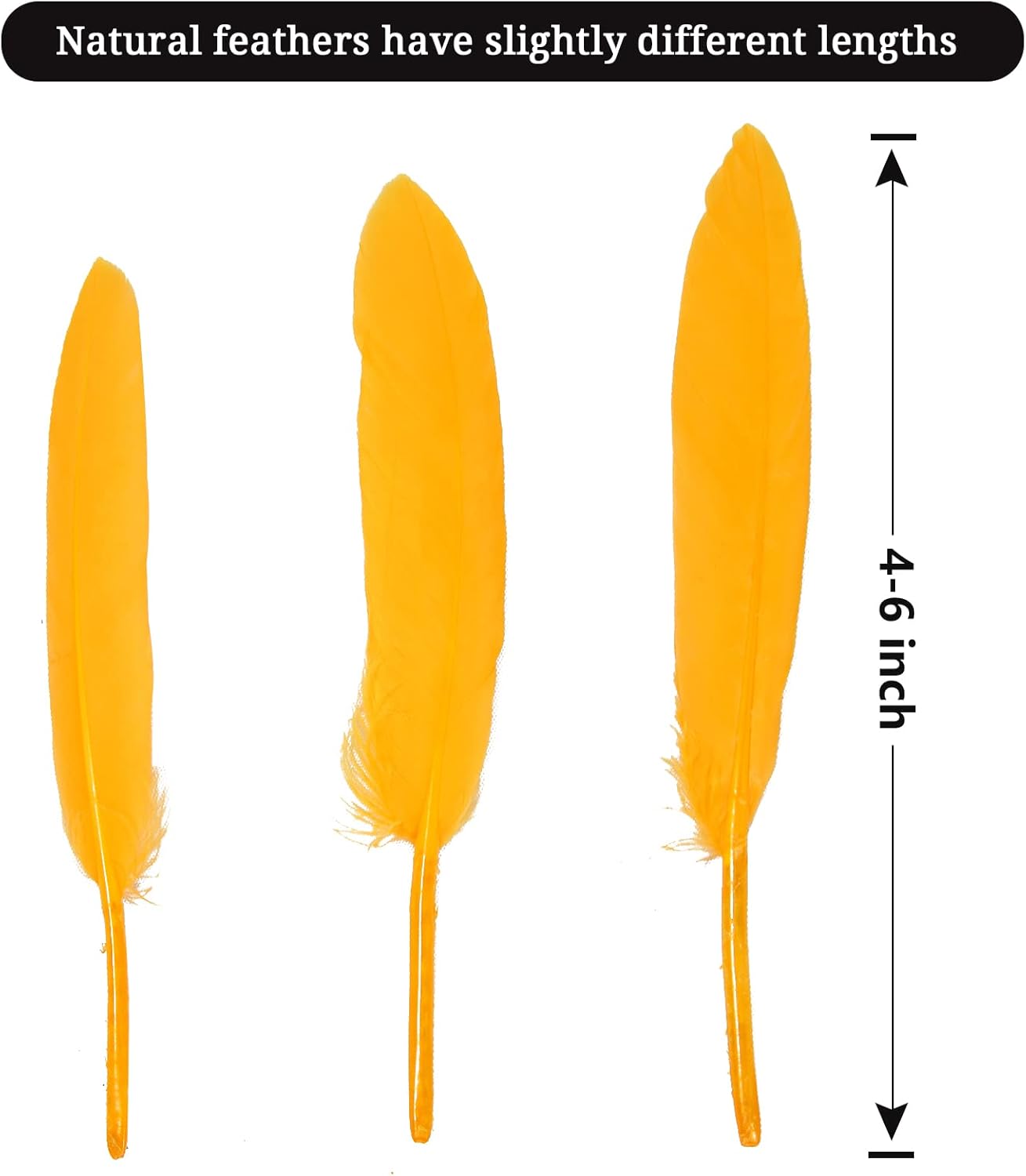 FeelfunFeather 120pcs Golden Yellow Goose Cochettes Feather Natural Bulk 4-6 inch 10-15cm for Wedding Party Christmas Halloween Decorations DIY Crafts