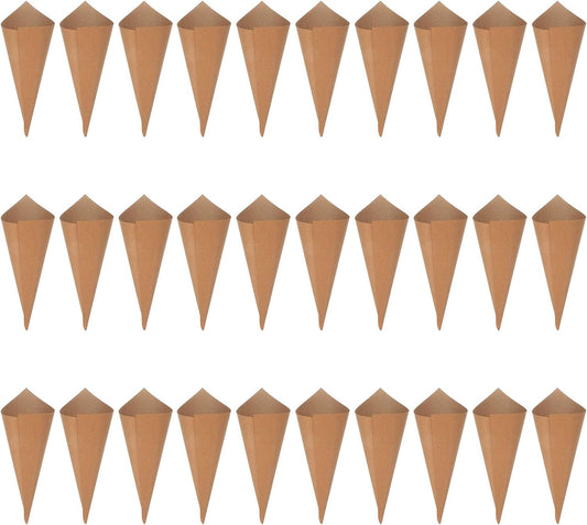 PATIKIL Wedding Confetti Cones, 120 Pcs Paper Tapers Cone Flower Petal Paper Cone Holder for Party Engagement Holiday Birthday DIY Decoration, Brown