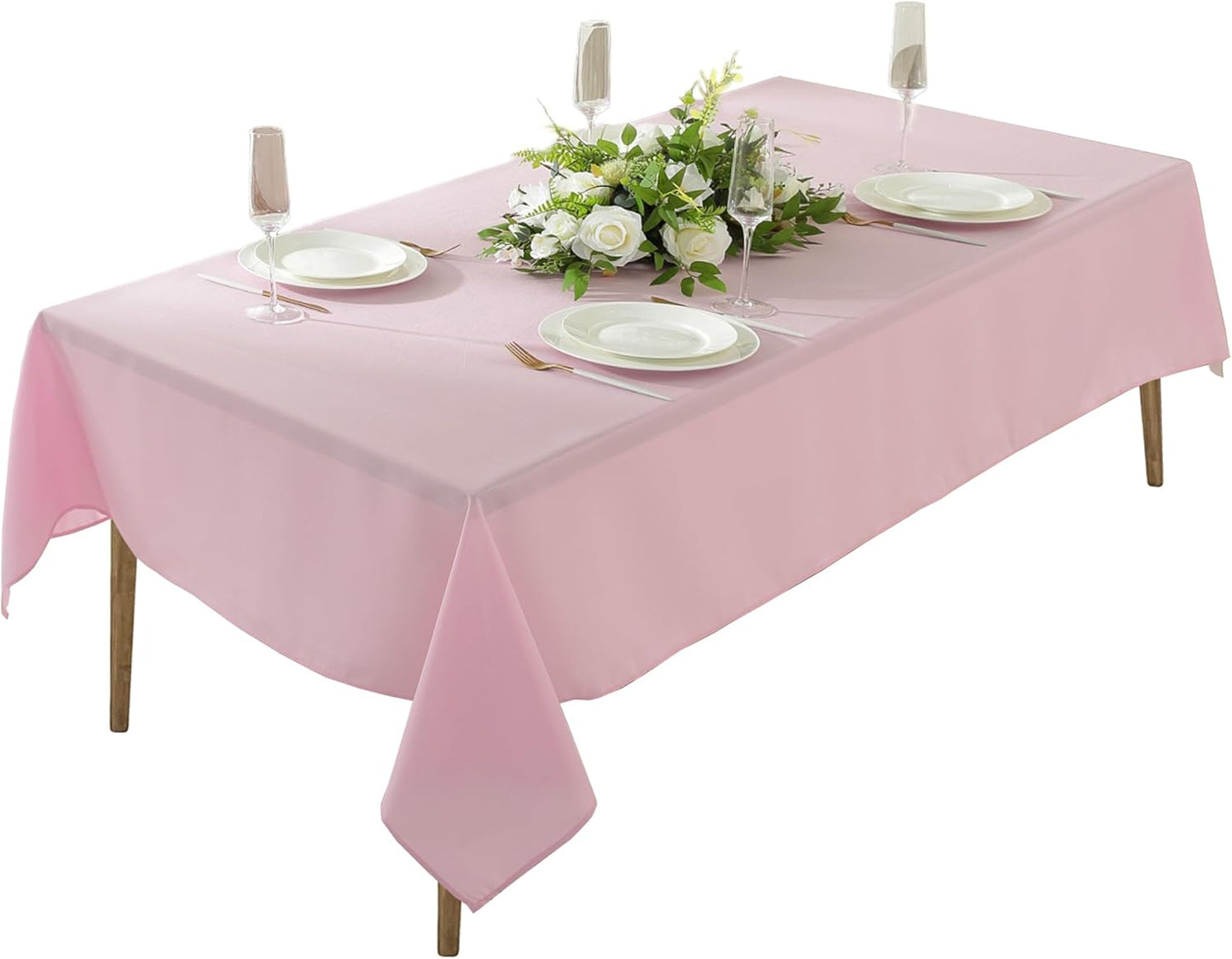 Craft And Party Pink Rectangle Tablecloth, 60 x 84 Inch, Washable Polyester Fabric for Home, Party, Wedding or Restaurant Use