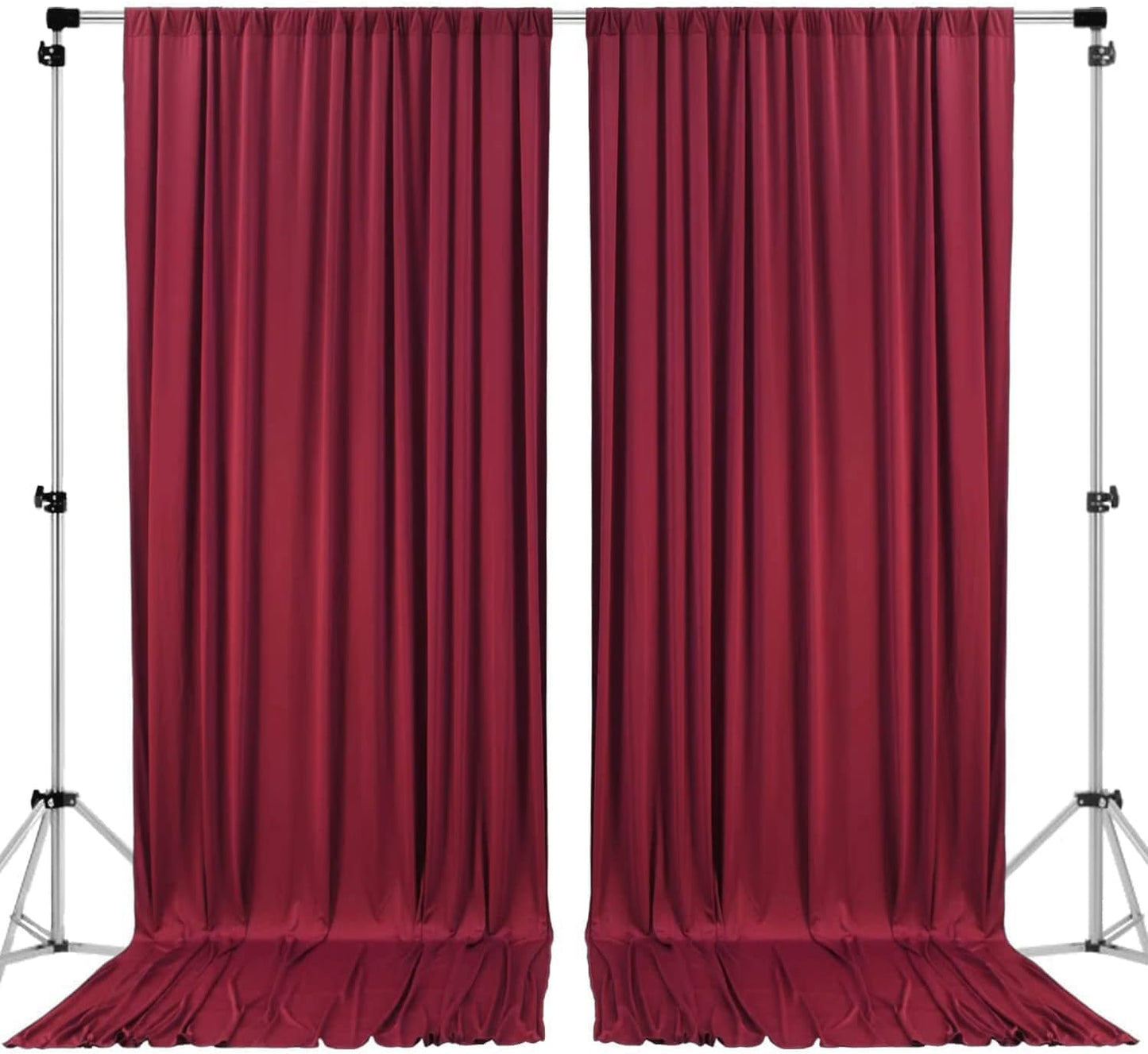 AK TRADING CO. 10 feet x 8 feet IFR Polyester Backdrop Drapes Curtains Panels with Rod Pockets - Wedding Ceremony Party Home Window Decorations - Burgundy