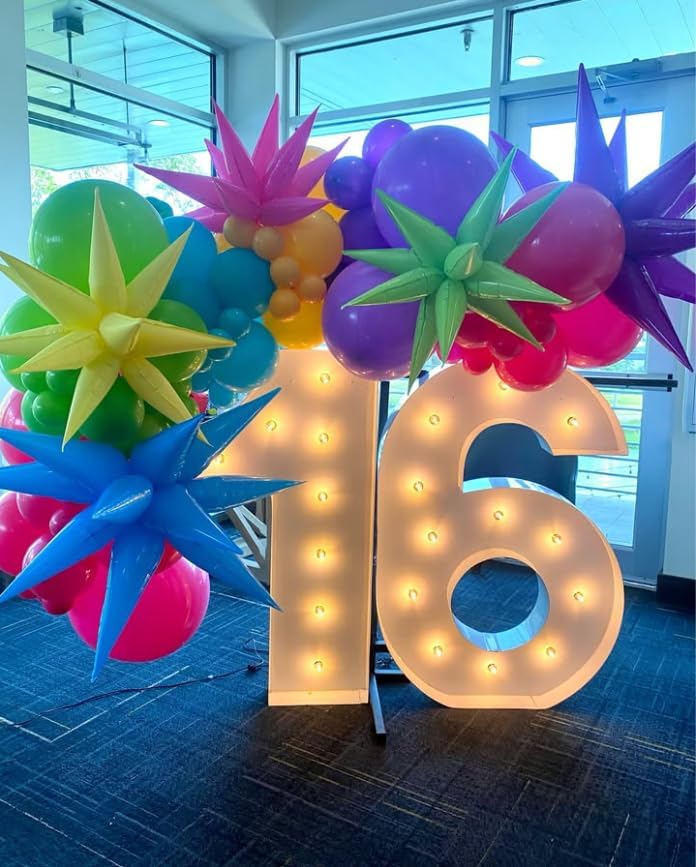 3pcs 26inch macaron yellow Star foil balloons.macaron yellow Explosion Star burst star balloon-Spike cone balloon for birthday party decorations,wedding,Bachelor party