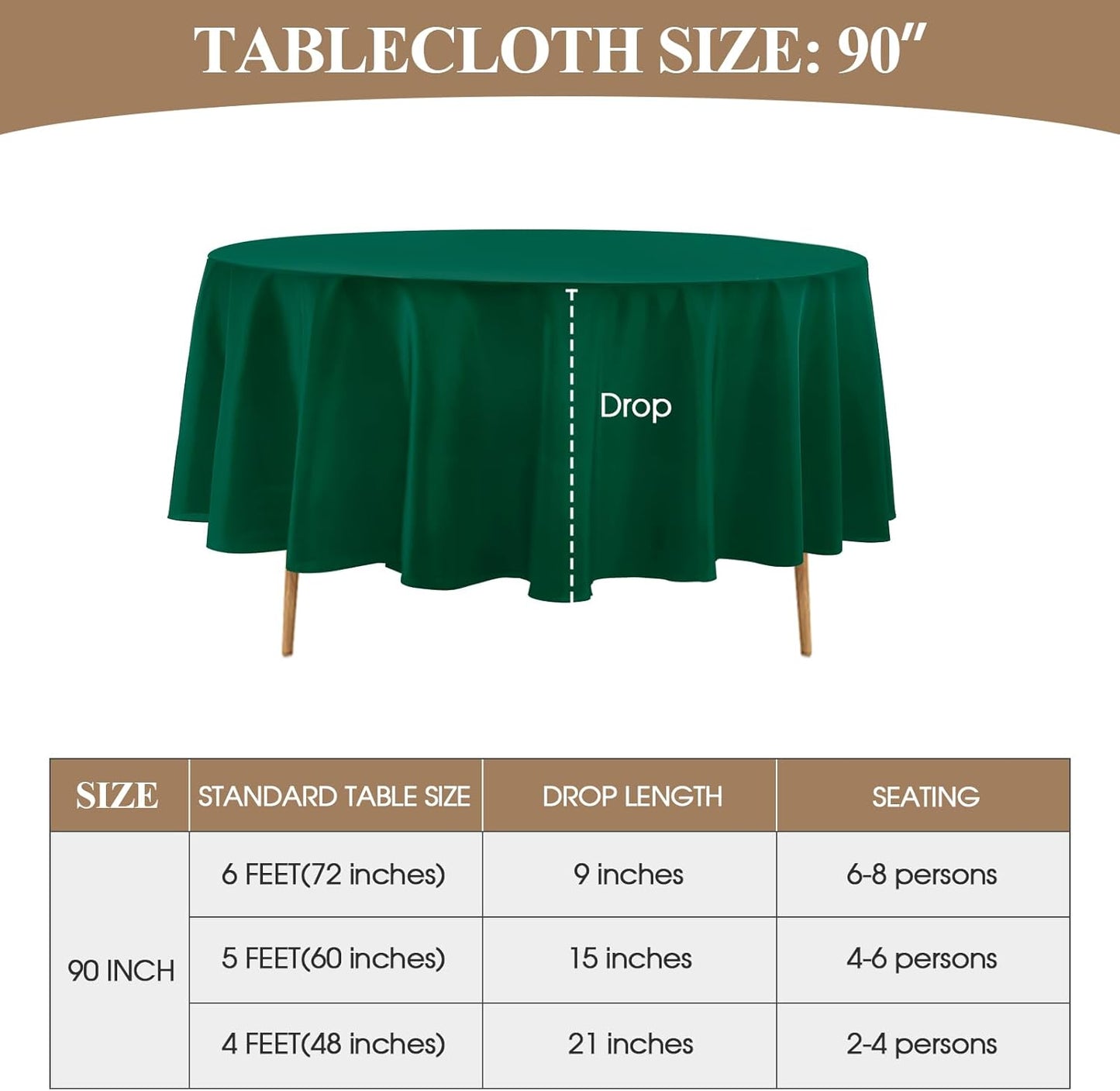 Round Tablecloth 2 Pack 90 Inch Dark Green Tablecloths Washable Decorative Linen Polyester Table Clothes Cover for Dining Table Banquets Buffet Parties and Wedding
