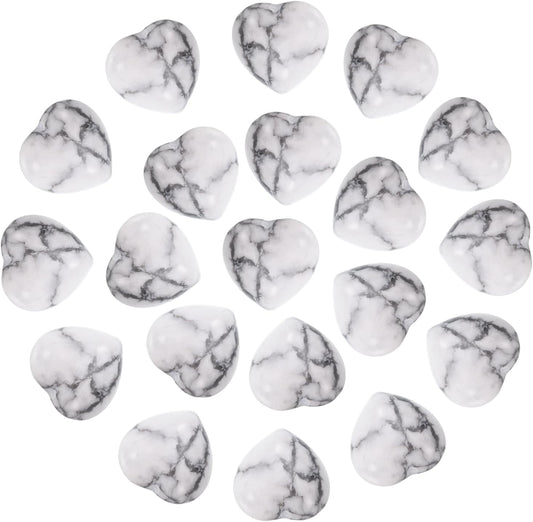 PATIKIL 20 Pcs Natural Heart Shaped Crystal Stone, 0.6 Inch Mini Polished Love Gemstone Crystal, Pocket Rock Engraved Worry Stones for Women Gifts Meditation, White Gray