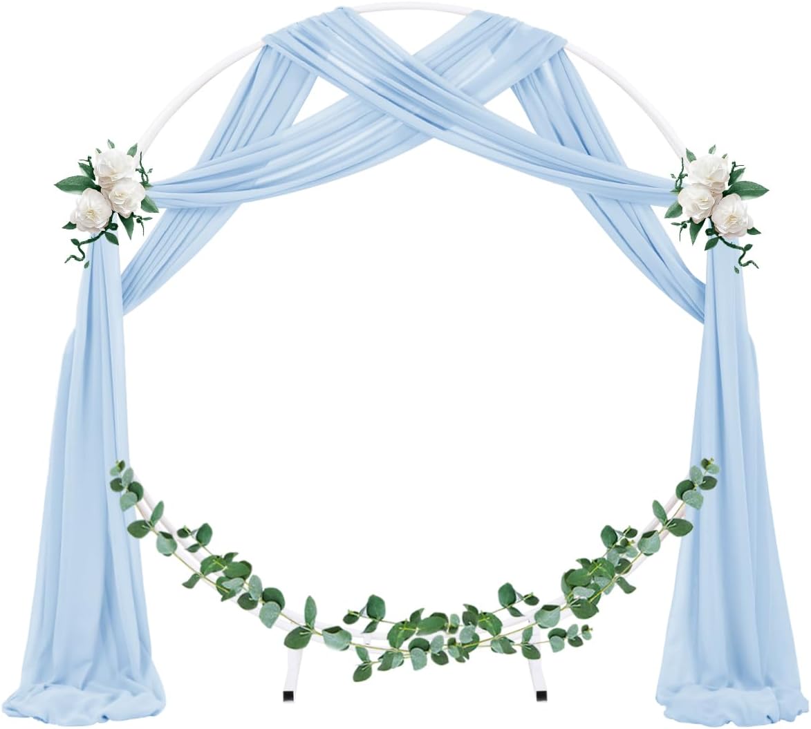 Socomi Wedding Arch Draping Fabric 2 Panels 29" x 19Ft Baby Blue Sheer Chiffon Curtain Drapes 6 Yards for Wedding Ceremony Birthday Party Decoration