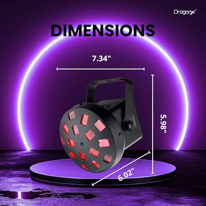 DragonX RGB Mushroom Disco Ball Light | DJ Party Lights with Strobe Effect & Remote | Music Sync LED Stage Lighting for Parties, Weddings, Clubs, Kids & Outdoor Disco Ball Decor