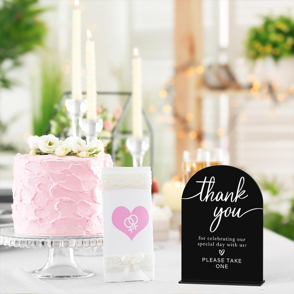 Acrylic Wedding Sign Thank You Sign for Wedding Wedding Signs for Ceremony Modern Calligraphy Arch Acrylic Table Top Sign for Wedding Reception and Event Party Table(black）