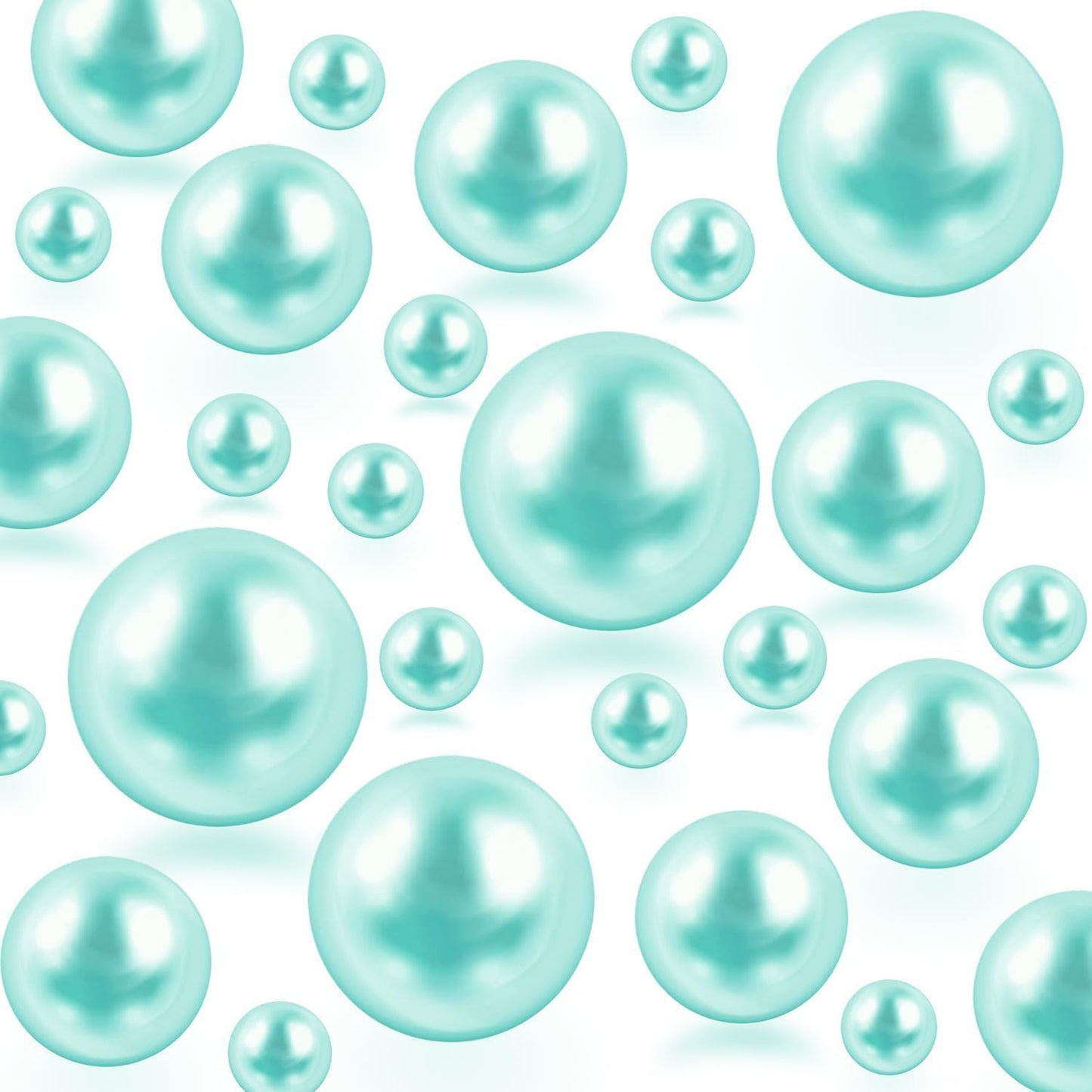 300Pcs Lake Blue Polished No Hole Faux Pearl Beads for Vase Filling Decorations, Plastic Pearls Vase Fillers, Table Scatters, Wedding Centerpiece, Home Decor, 8/14/20 mm