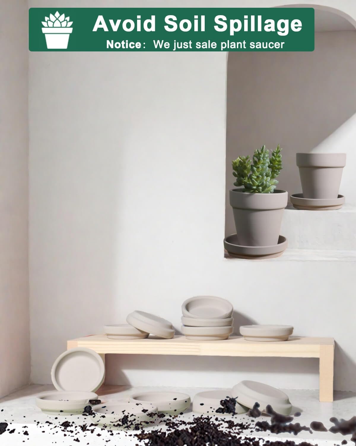 vensovo 2 Inch Grey Terracotta Plant Saucer Pots Tray - 12 pcs Mini Planter Saucers for Indoor & Outdoor Plants, Small Clay Trays Perfect for 1 Inch 1.5Inch Flower Pot