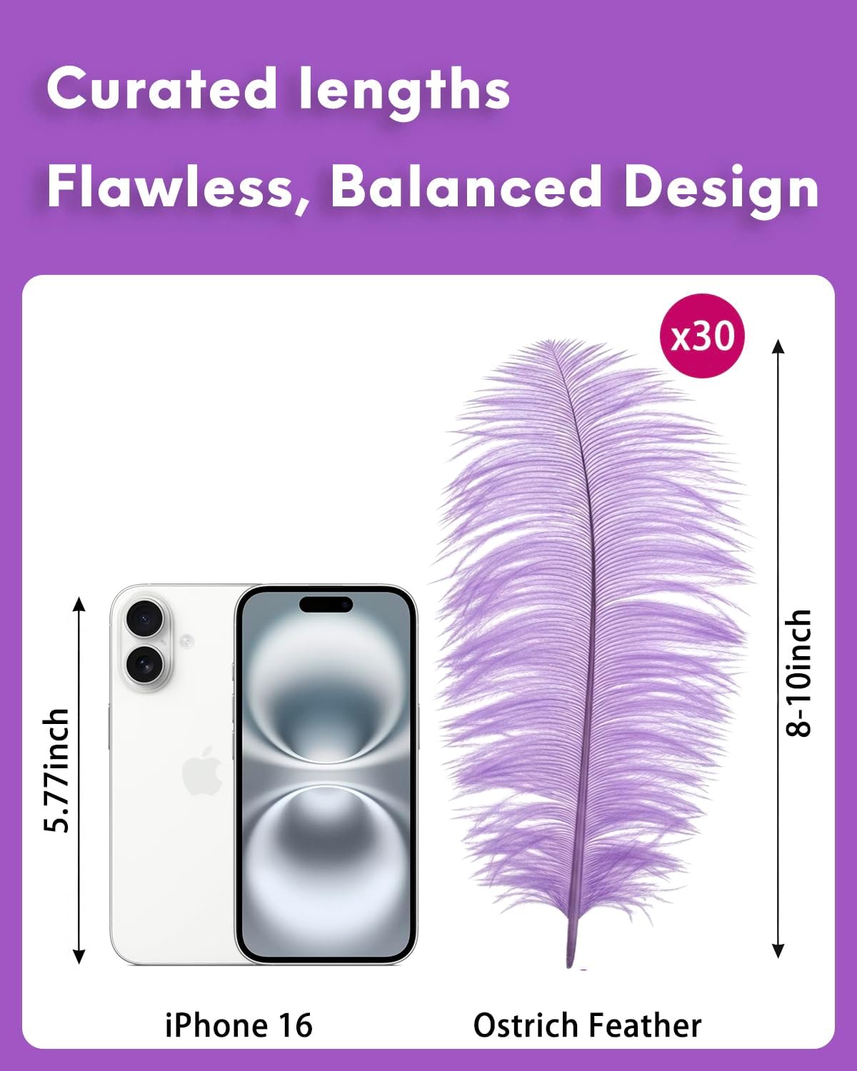 NEWONG 30pcs Light Purple Ostrich Feathers Natural Bulk 8-10in（20-25cm） Vase Craft Wedding Home Party Centerpieces Christmas Day Decoration