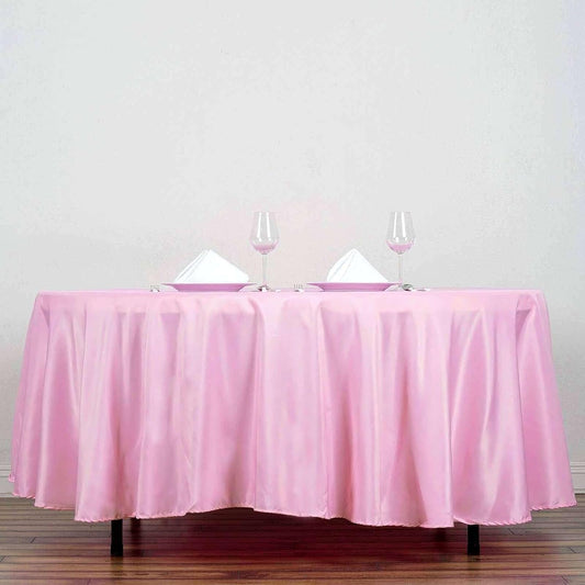 Efavormart Round Tablecloth, 108 Inch Stain & Wrinkle Resistant Washable Table Cloth, Decorative Polyester Fabric Table Cover for Banquet, Wedding, Dining- Pink