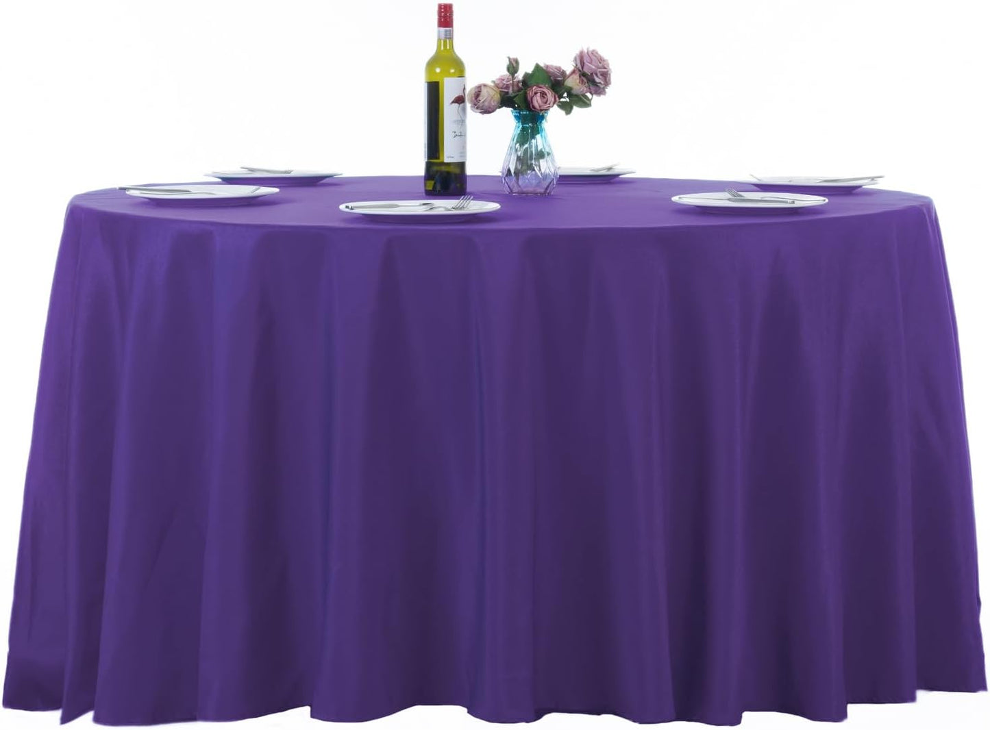 Ascoza 2pack 108 Inch Purple Round Tablecloth in Washable Polyester Fabric for Wedding/Banquet/Restaurant/Parties