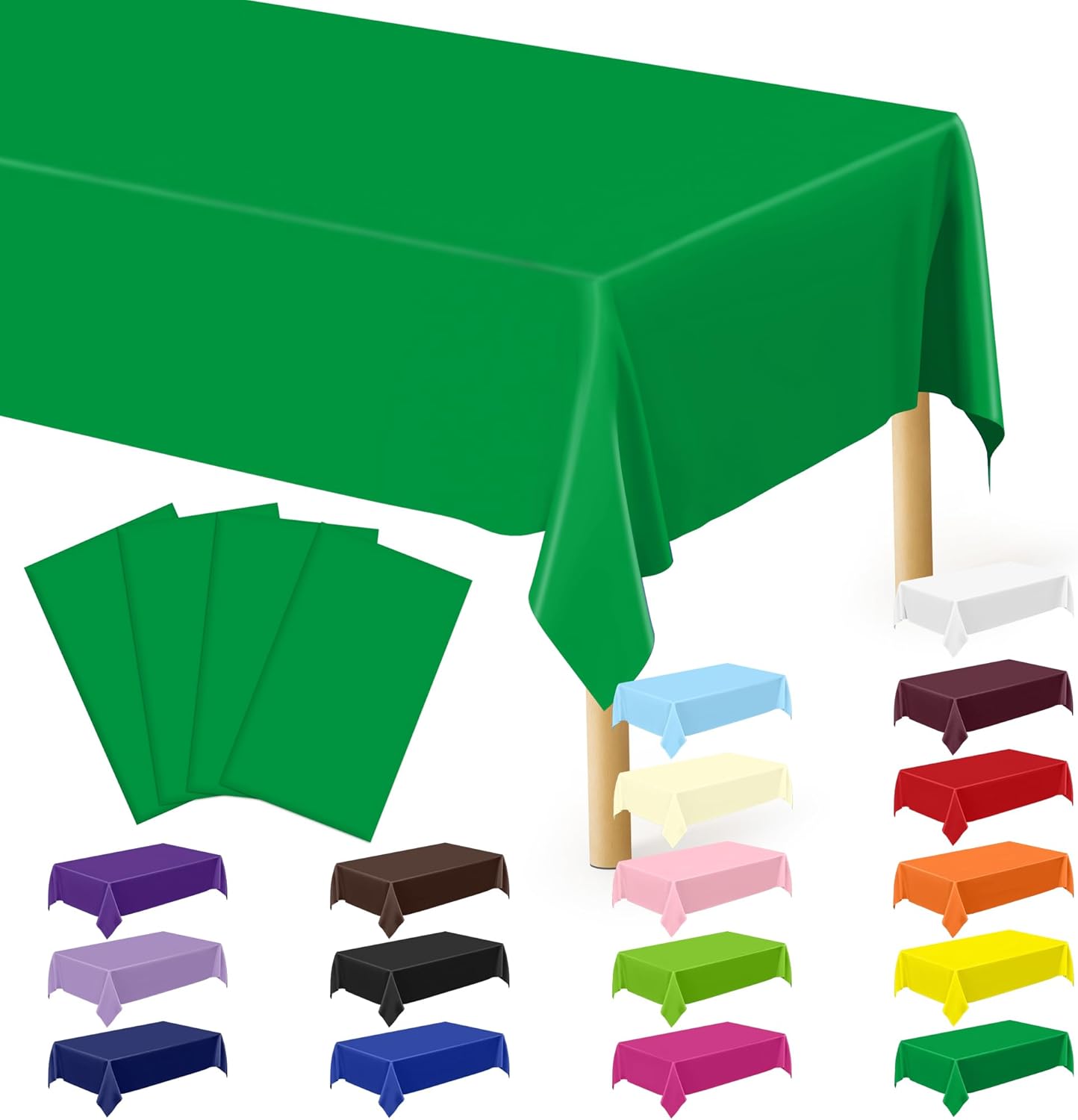 4 PCS Plastic Tablecloths for Rectangle Tables, 54 x 108 Inches Baptism Decorations, Waterproof and Leakproof Picnic Table Cover for Bachelorette Party, Colorful Tablecloth Adaptable to Every Table