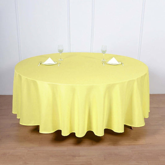 Efavormart Round Tablecloth, 108 Inch Stain & Wrinkle Resistant Washable Table Cloth, Decorative Polyester Fabric Table Cover for Banquet, Wedding, Dining- Yellow
