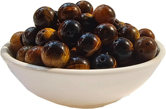 Stone Beads 8mm 100pcs Yellow Tiger Eye Beads Round Loose Gemstones Beads for Bracelet Necklace Jewelry Making (8mm, 60814 Yellow Tiger Eye)