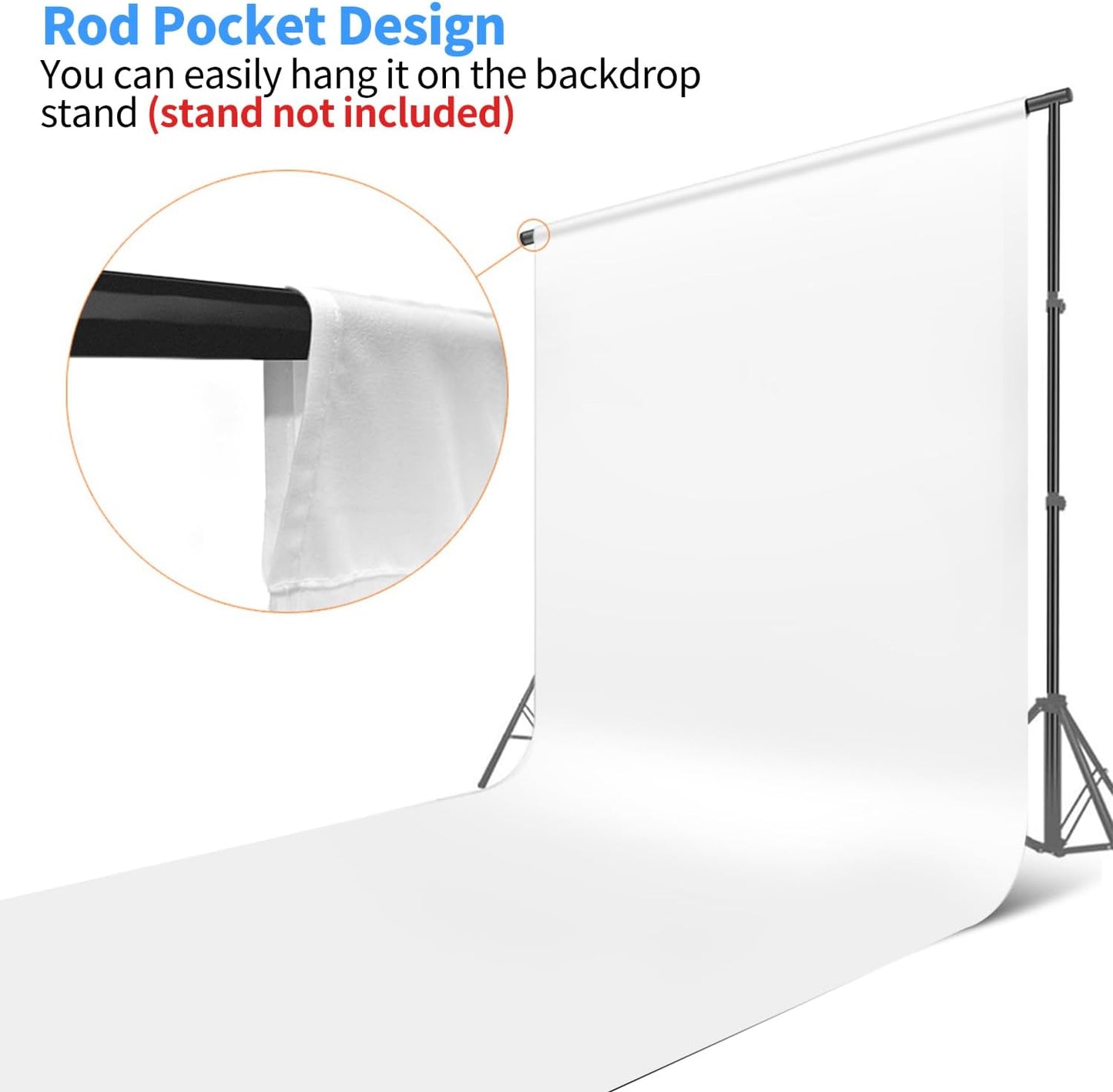 HEMMOTOP White Photo Backdrop Background, 10x20 ft White Screen for Photography, Seamless Photography Backdrops Backgrounds for Photo Video Recording (Backdrop only)