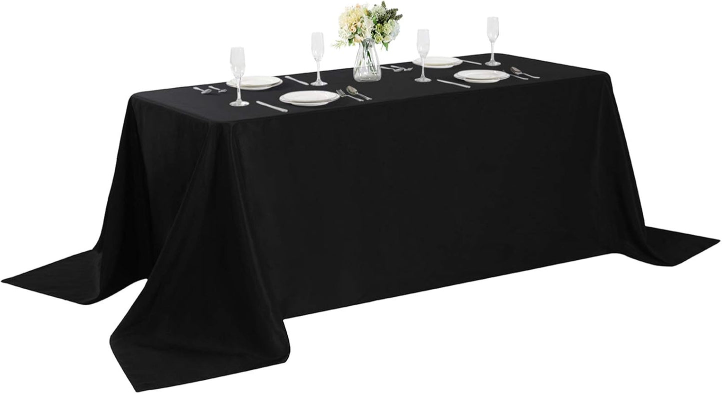 Rectangle Tablecloth 90x156 inch Washable Polyester Fabric Table Cloth for Wedding Party Dining Banquet Decoration（90x156, Black）