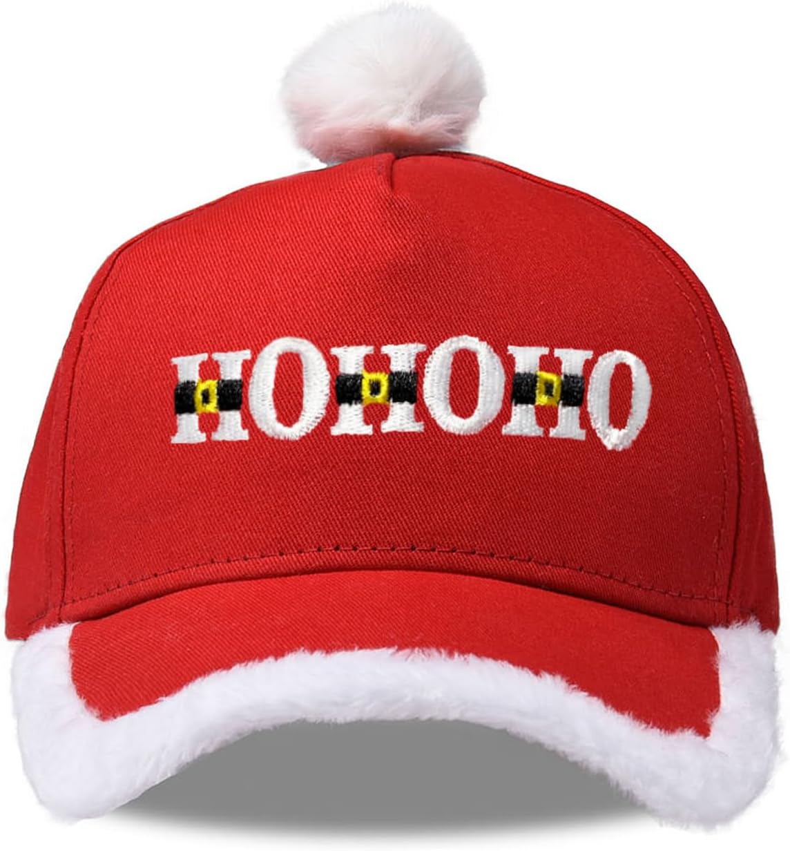 Christmas Santa Baseball Hat Santa Claus Costume hat with Fuzzy Fur Pom
