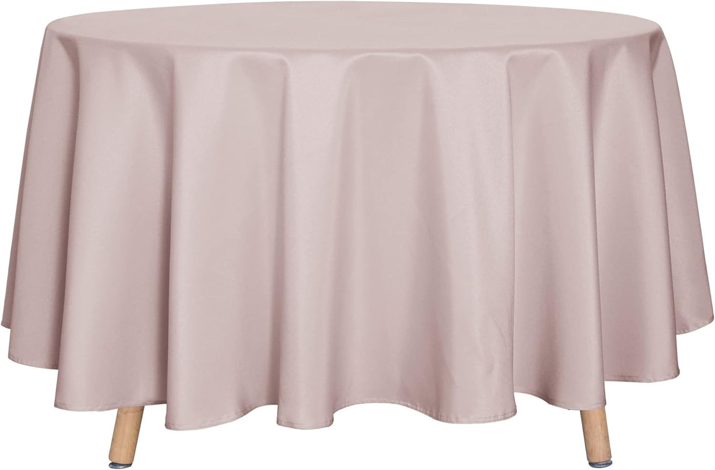 sancua Round Tablecloth - 90 Inch - Water Resistant Spill Proof Washable Polyester Table Cloth Decorative Fabric Table Cover for Dining Tables, Buffet Parties and Camping, Blush