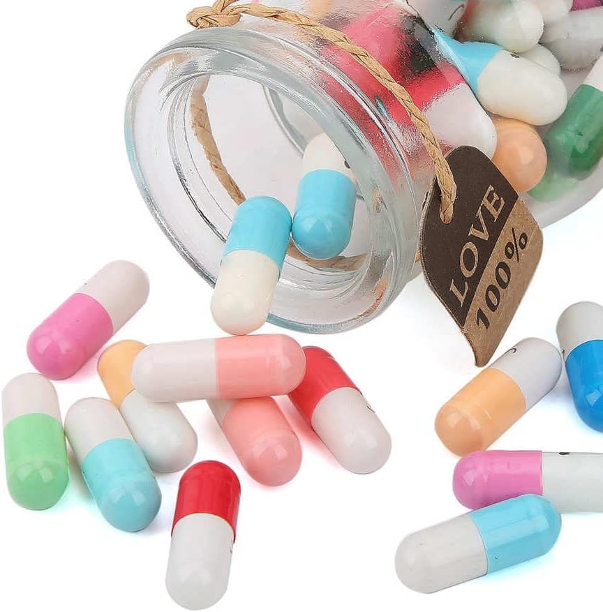 Hefonti Capsule Message in a Bottle - 50pcs Cute Capsule Pills Gift for Girlfriend Boyfriend Women Wife Husband, Love Pills Letter for Birthday Christmas Anniversary Valentine Day Mothers Day Gift