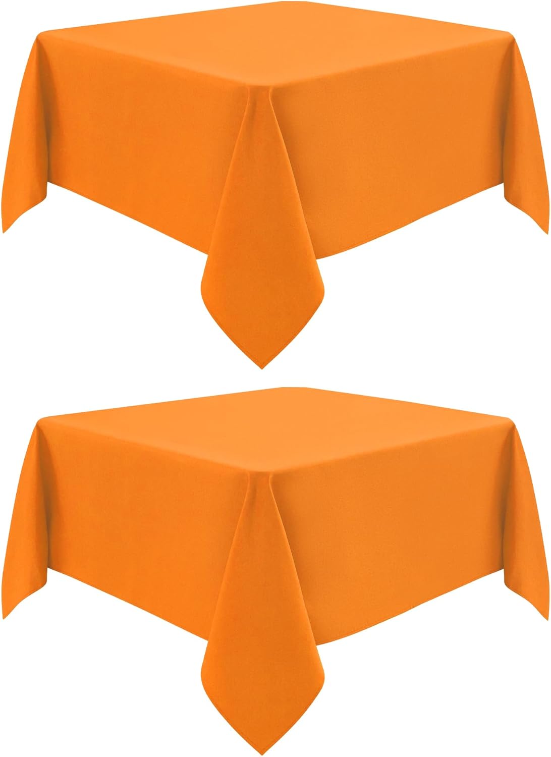 2 Pack Square Table Cloth 52X52 Inch Orange Washable Fabric Tablecloth Polyester Solid Dining Table Cover for Birthday Party Dinner Holiday Outdoor Indoor